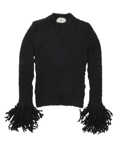 Ami Alexandre Mattiussi Fitted Black Sweater With Textured Finish