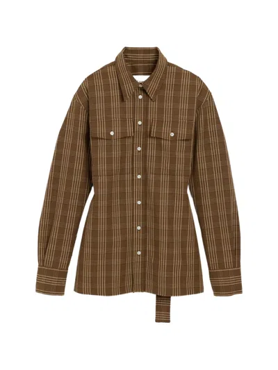 Ami Alexandre Mattiussi Fitted Checkered Wool Shirt In Brown