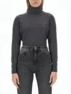 Ami Alexandre Mattiussi Fitted Merino Wool Turtleneck Sweater With Ribbed Cuffs In Gray