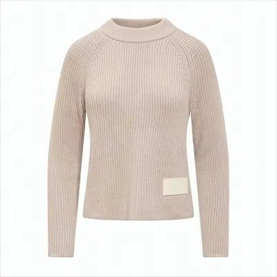 Ami Alexandre Mattiussi Fitted Ribbed Knit Sweater With Patch Detail In Neutral