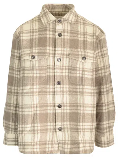Ami Alexandre Mattiussi Oversize Checked Overshirt In Ivory Clay
