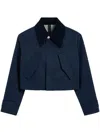Ami Alexandre Mattiussi Cropped Canvas Jacket For Women In Blue