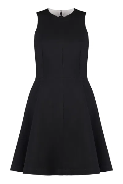 Ami Alexandre Mattiussi Ami Paris Flared Crèpe Dress In Black