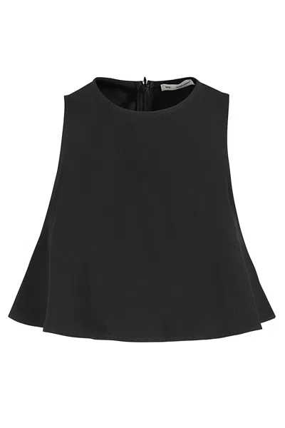 Ami Alexandre Mattiussi Flared Hem Crepe Top In Black