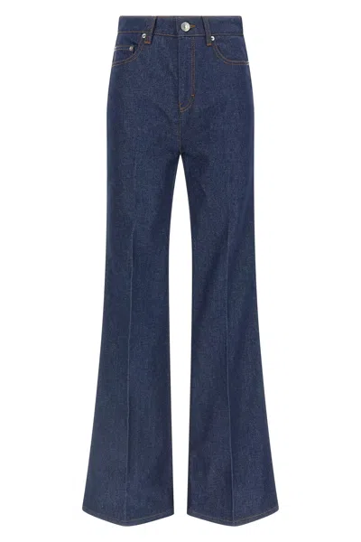 Ami Alexandre Mattiussi Wide Leg Denim Trousers Featuring Pockets In Blue