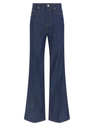 Ami Alexandre Mattiussi Wide Leg Denim Trousers Featuring Pockets In Blue