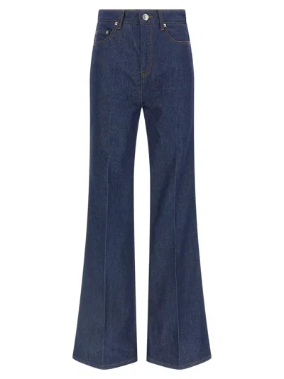 Ami Alexandre Mattiussi Wide Leg Denim Trousers Featuring Pockets In Blue