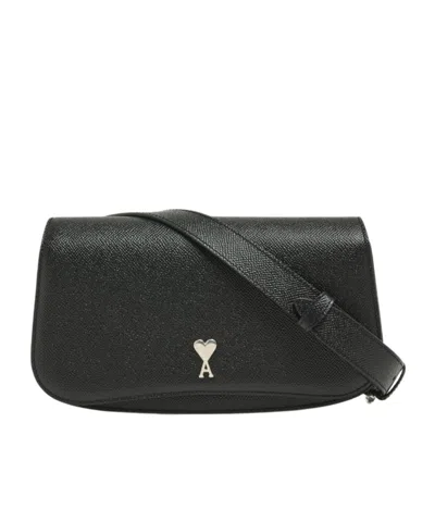 Ami Alexandre Mattiussi Paris Paris Leather Wash Bag In Black