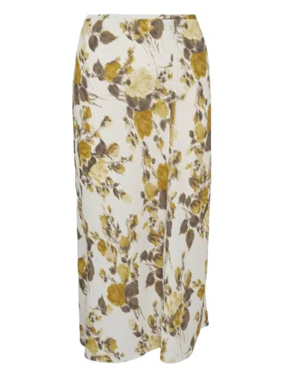 Ami Alexandre Mattiussi Floral-motif Midi Skirt In Brown