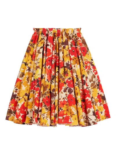 Ami Alexandre Mattiussi Floral-print Cotton Midi Skir In Green