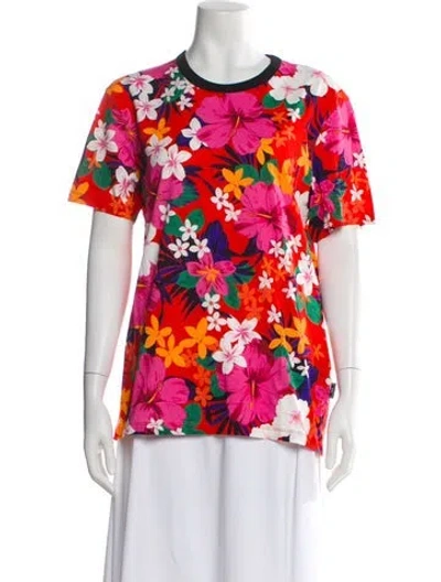 Pre-owned Ami Alexandre Mattiussi Floral Print Crew Neck T-shirt In White