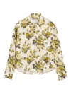 Ami Alexandre Mattiussi Green Flower Printed Boxy Shirt Green In White
