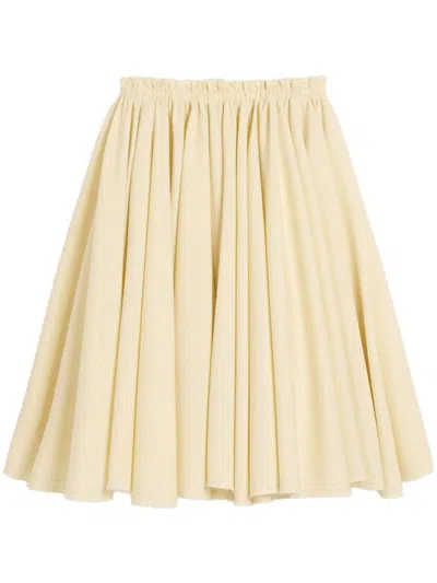 Ami Alexandre Mattiussi Flowing Poppy Cream Wool Pleated Skirt