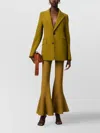 Ami Alexandre Mattiussi Fluted Hem High Waist Stretch Trousers In Brown