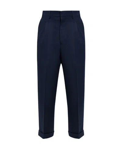 Ami Alexandre Mattiussi Folded Detail Wide-leg Trousers In Black