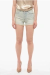 AMI ALEXANDRE MATTIUSSI FRAYED HEM DENIM SHORTS