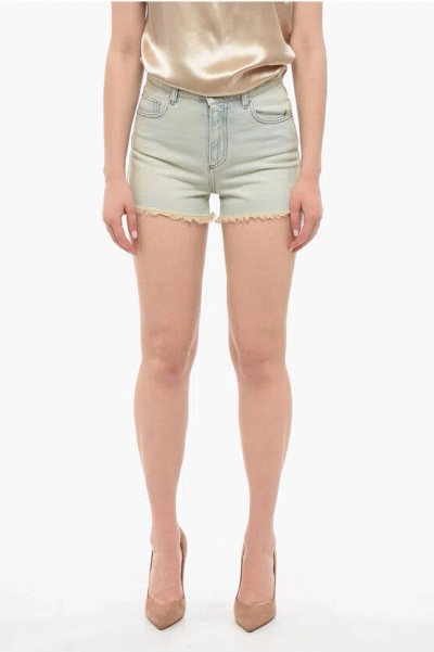 Ami Alexandre Mattiussi Raw-cut Mini Shorts In Denim