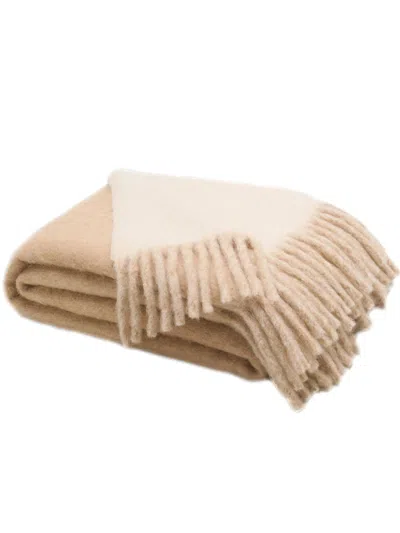 Ami Alexandre Mattiussi Fringe-detail Two-tone Blanket In 中性色