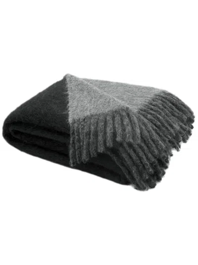 Ami Alexandre Mattiussi Fringe-detail Two-tone Blanket In Black