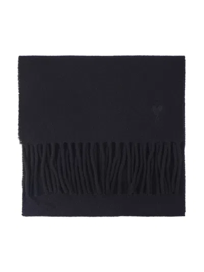 Ami Alexandre Mattiussi Fringed Black Wool Scarf