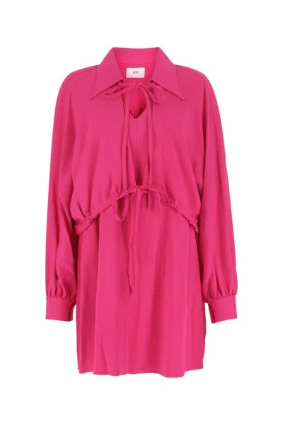 Ami Alexandre Mattiussi Ami Woman Fuchsia Stretch Viscose Dress In Pink