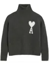 Ami Alexandre Mattiussi Off-white Ami De Coeur Funnel Neck Sweater Grey In Black