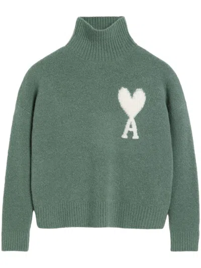 Ami Alexandre Mattiussi Funnel Neck Sweater In Grey