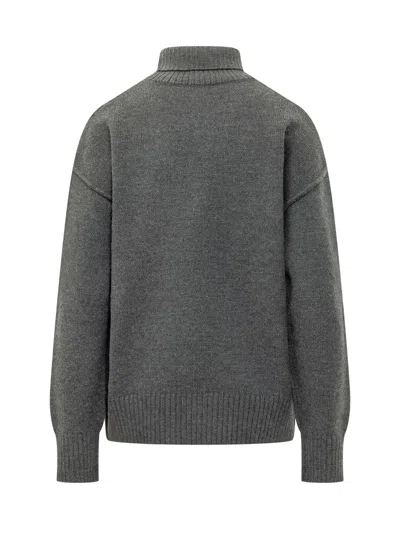 Ami Alexandre Mattiussi Funnel Neck Sweater In Gris Chine