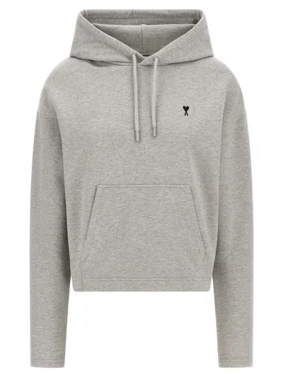 AMI ALEXANDRE MATTIUSSI GAUZE MÉLANGE COTTON HOODIE WITH SUBTLE LOGO EMBROIDERY