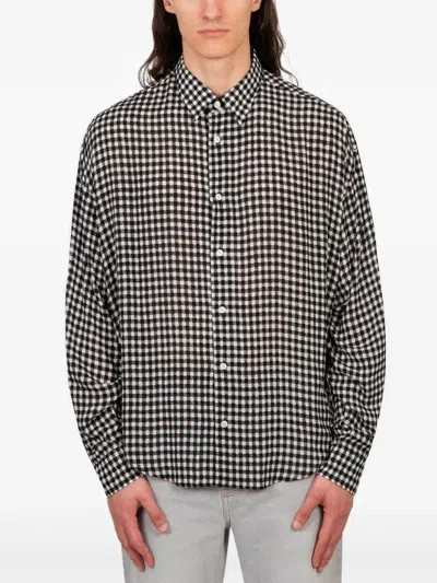 Ami Alexandre Mattiussi Gingham-pattern Cotton Shirt In Black