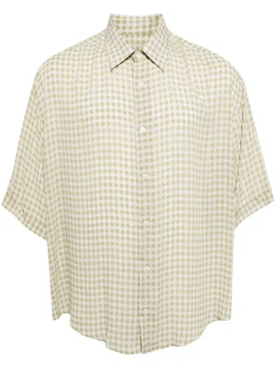Ami Alexandre Mattiussi Gingham-print Shirt In 1932 Chalk/olive
