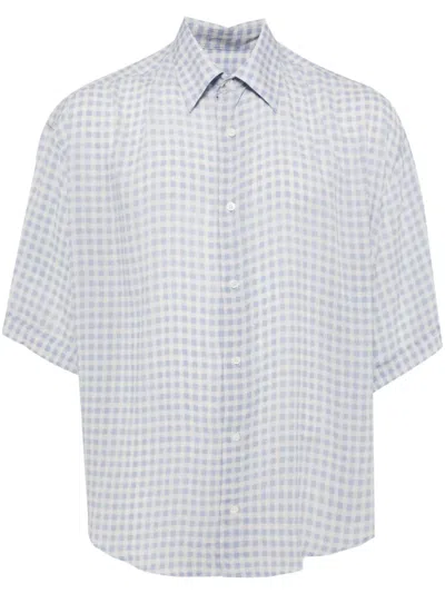 Ami Alexandre Mattiussi Ami Paris Boxy Fit Gingham Button-up Shirt In Chalk/cashmere Blue