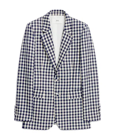 Ami Alexandre Mattiussi Gingham Single-breasted Blazer In White