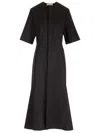 Ami Alexandre Mattiussi Midi Black Dress With Short Sleeves And Hidden Tab In Cotton Woman In Black