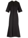 Ami Alexandre Mattiussi Midi Black Dress With Short Sleeves And Hidden Tab In Cotton Woman In Black