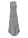 Ami Alexandre Mattiussi Godet Ribbed Asymmetric Dress In Gray