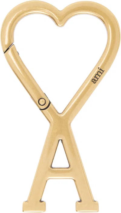 Ami Alexandre Mattiussi Gold Ami De Coeur Hook Keychain In 907 Vibrated Brass