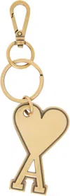 Ami Alexandre Mattiussi Gold Ami De Coeur Keychain In 907 Vibrated Brass