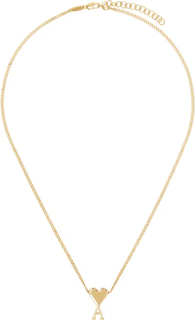 Ami Alexandre Mattiussi Gold Brass Ami De Coeur Pendant Necklace In 902 Gold