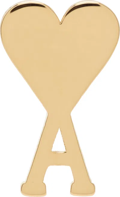 Ami Alexandre Mattiussi Gold Brass Ami De Coeur Single Stud Earring In 902 Gold
