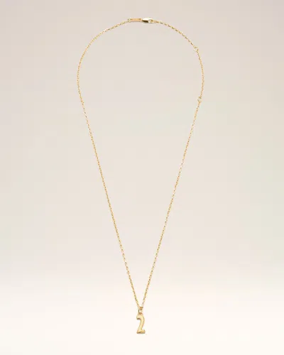 Ami Alexandre Mattiussi Gold Brass Hammered "2" Pendant Necklace Gold