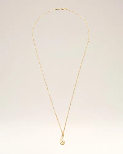 Ami Alexandre Mattiussi Gold Brass Hammered "6" Pendant Necklace Gold