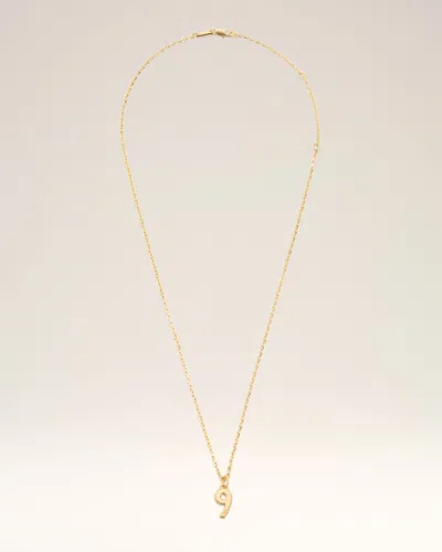 Ami Alexandre Mattiussi Gold Brass Hammered "9" Pendant Necklace Gold