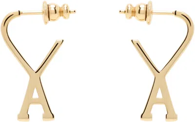 Ami Alexandre Mattiussi Gold Brass Small Ami De Coeur Hoop Earrings In 902 Gold