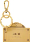 Ami Alexandre Mattiussi Gold Street Plate Keychain In 907 Vibrated Brass