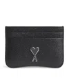 AMI ALEXANDRE MATTIUSSI AMI PARIS GRAINED LEATHER PARIS CARD HOLDER