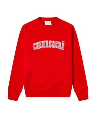 Ami Alexandre Mattiussi Graphic-print Cotton Sweatshirt In Red