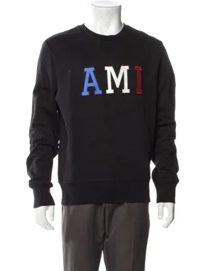 Pre-owned Ami Alexandre Mattiussi Graphic Print Crew Neck Sweatshirt In Black