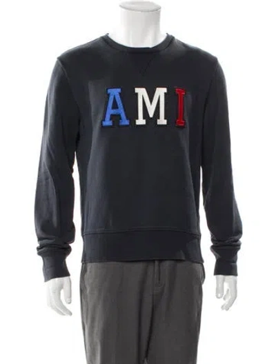 Pre-owned Ami Alexandre Mattiussi Graphic Print Crew Neck Sweatshirt In Blue