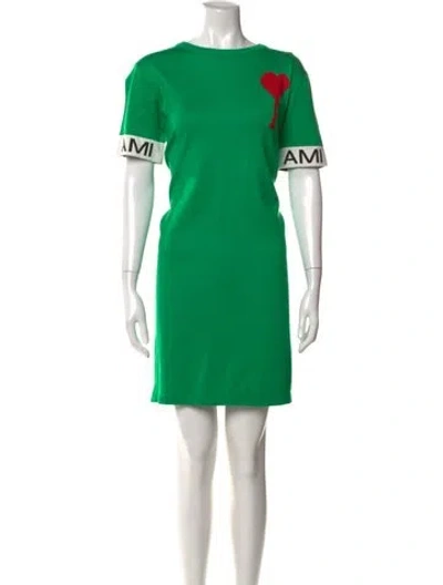 Pre-owned Ami Alexandre Mattiussi Graphic Print Knee-length Dress In Green